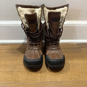 Ugg Butte II Brown Leather Winter Snow Boots Size 3 Youth Unisex No Size Tag